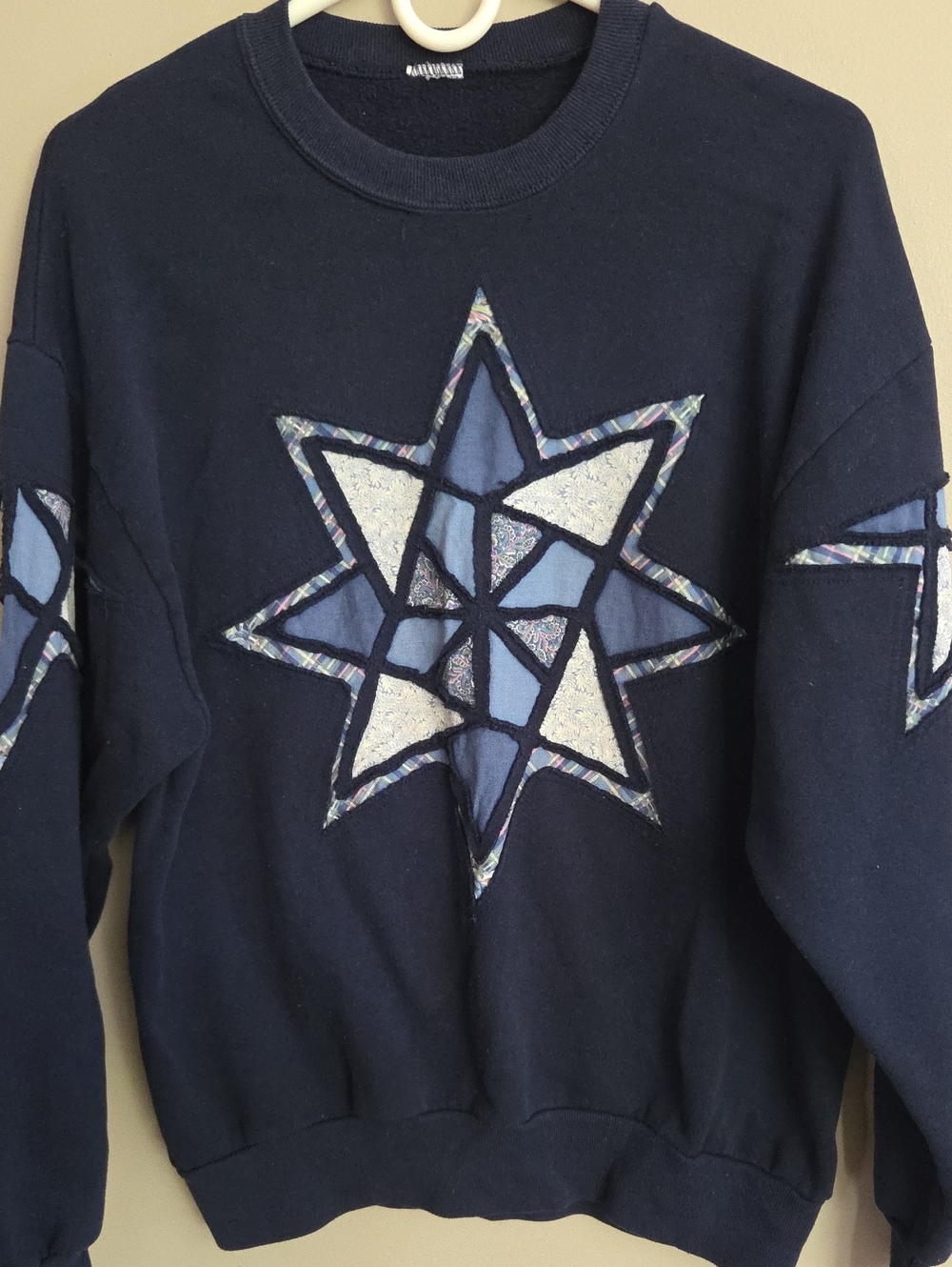 Navy Star Patch Crewneck Sweatshiry